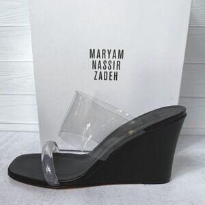 NIB Maryam Nassir Zadeh Olympia Wedge Slide Sandal - Black‎ Minimalist